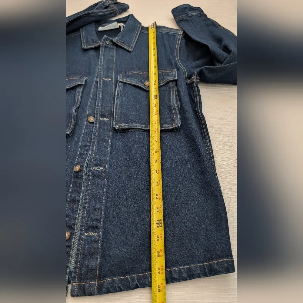 NWT Plenum Studio Men's Dark Blue Denim Large Pockets Jacket Size M